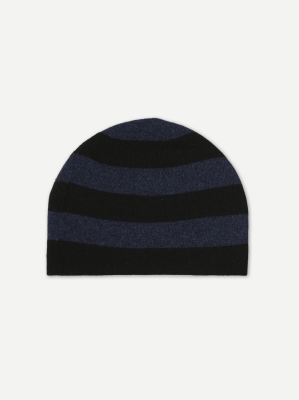 Jo Gordon - Fine Knit Bold Stripe Hat Black & Cosmos