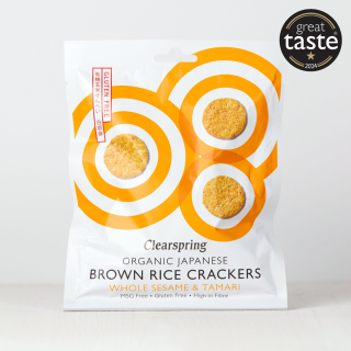 Clearspring Gluten Free Organic Japanese Brown Rice Crackers - Whole Sesame 