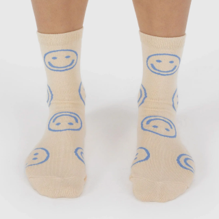 Baggu - Crew Sock Ecru Periwinkle Happy