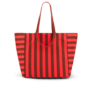 Rose in April - Elisa Tote Bag: Rayures Brown / Tomato 