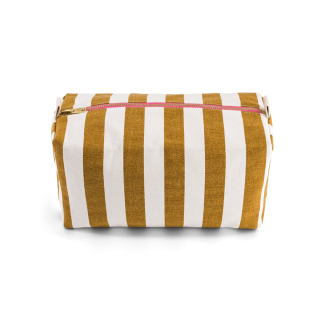 Rose in April - Vic Toiletry Bag: Rayures Ecru / Caramel 