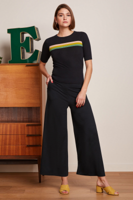King Louie Border Palazzo Cropped Pants Milano Crepe - Black