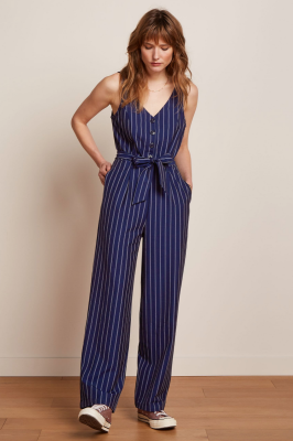 King Louie Fiona Jumpsuit Pinstripe - Nuit Bluue Pinstripe