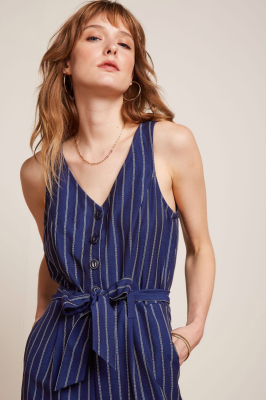 King Louie Fiona Jumpsuit Pinstripe - Nuit Bluue Pinstripe