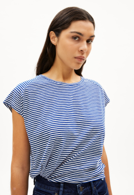 Armed Angels ONELIAA Lovely Stripe T-Shirt Organic Cotton - Oatmilk Lapis Blue 