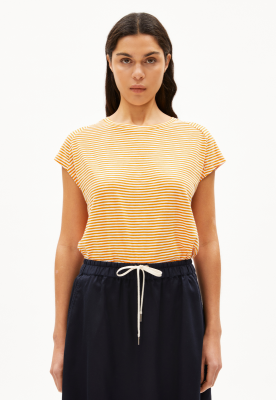 Armed Angels ONELIAA Lovely Stripe T-Shirt Organic Cotton - Oatmilk Light Tangerine