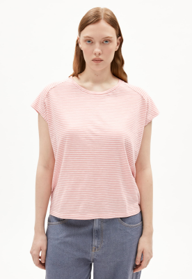 Armed Angels ONELIAA Lovely Stripe T-Shirt Organic Cotton - Oatmilk Deep Rosalilly