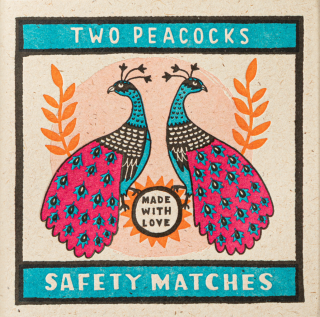 Archivist Gallery Safety Matches: Two Peacocks