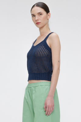 Our Sister Keina Crochet Top - Navy
