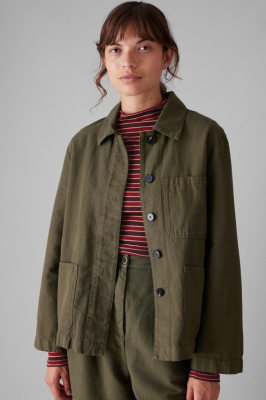 TOAST Cotton Linen Herringbone Jacket - Sap Green