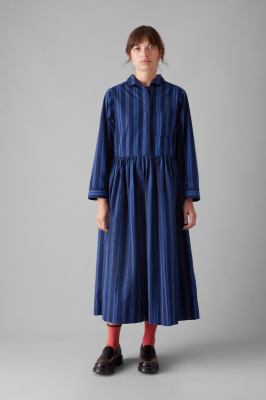 TOAST Stripe Poplin Shirt Dress - Royal Blue
