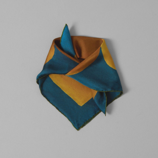 TOAST Paper Fold Print Silk Bandana - Golden Yellow/Multi