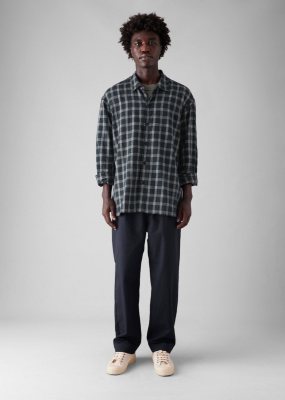 TOAST Cotton Linen Check Shirt - Slate
