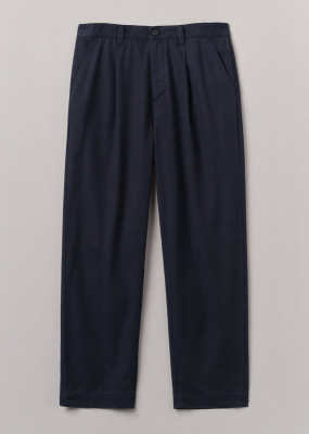 TOAST Otto Cotton Pleat Trousers - Navy