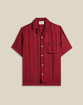 Portuguese Flannel CUPRO Stripe Shirt - Bordeaux