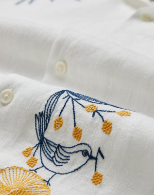 Portuguese Flannel EMBROIDERY Shirt - Bird and Flowers