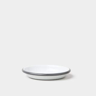 Falcon Enamelware 10cm Sauce Dish - White with Pigeon Grey Rim