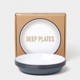 Falcon Enamelware Deep Plate Set - Pigeon Grey