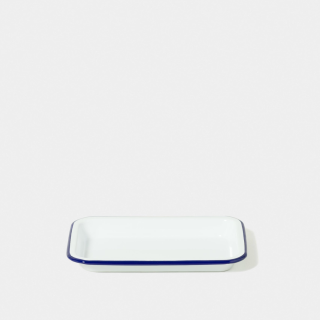 Falcon Enamelware Small Tray - White with Blue Rim