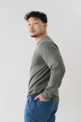 Kitchener Items - Lutz Slub Jumper Green Grey