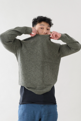 Kitchener Items - Lutz Slub Jumper Green Grey