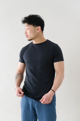 Kitchener Items - Linus Leftright Stripe T-Shirt Jet Black