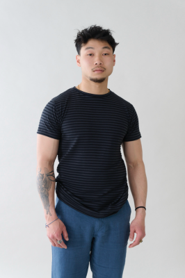 Kitchener Items - Linus Leftright Stripe T-Shirt Jet Black
