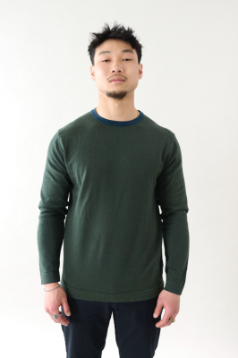 Kitchener Items - Bernt Stripe Jumper Blue Petrol & Olive Green