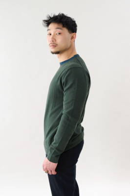 Kitchener Items - Bernt Stripe Jumper Blue Petrol & Olive Green