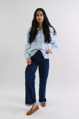 Kitchener Items - Camicia Manica Lunga Righe Blue Bianco