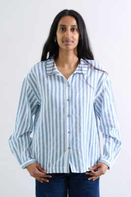 Kitchener Items - Camicia Manica Lunga Righe Blue Bianco