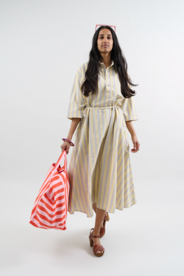 Kitchener Items - Abito Camicia Dress Righe Giallo Grigio