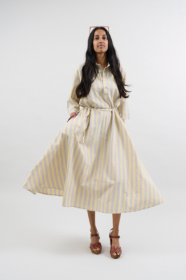 Kitchener Items - Abito Camicia Dress Righe Giallo Grigio