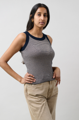 Kitchener Items - Taka Tank Top - Dark Blue & Champagne