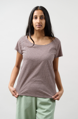 Kitchener Items - Bridget Backseam Slub T-Shirt Raven & Misty Rose