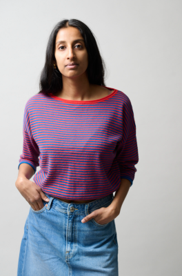 Kitchener Items - Maeve Boat 3/4 Top Blue & Coral
