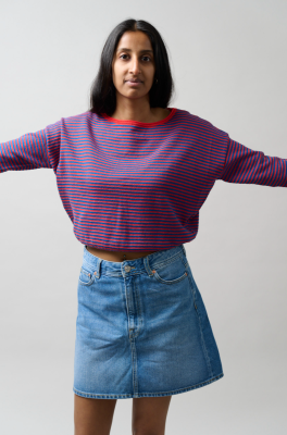 Kitchener Items - Maeve Boat 3/4 Top Blue & Coral