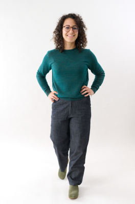 Kitchener Items - Marit Lurex Roundneck Pullover Lagoon & Copper