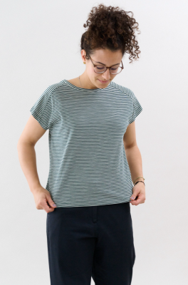 Kitchener Items - Odile Slub Top Green Gables & Sky Grey