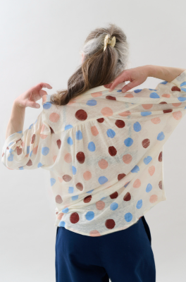 Kitchener Items - Camicia Ampio Blouse Jersey Ecru con Punti