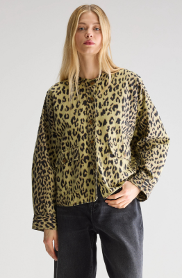 Bellerose WILLIE Leopard-Print Overshirt - Black Beauty / Seed  