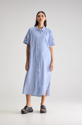 Bellerose KEREN Long Shirt Dress - Iris Bloom / White 