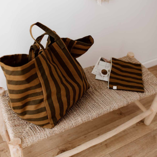 Rose in April - Elisa Tote Bag: Rayures Cumin 