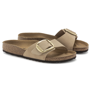 Birkenstock Madrid Big Buckle Nubuck Leather Sandcastle - Womens