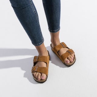Birkenstock Arizona Soft Footbed Suede Leather Mink - Womens
