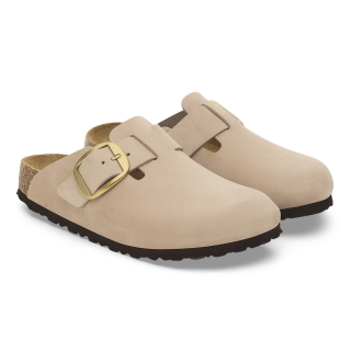 Birkenstock Boston Big Buckle Nubuck Leather Sandcastle - Womens