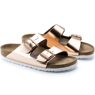 Birkenstock Arizona Soft Footbed Natural Leather Metallic Copper - Womens