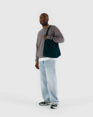 Baggu Horizontal Zip Duck Bag - Navy Green Check