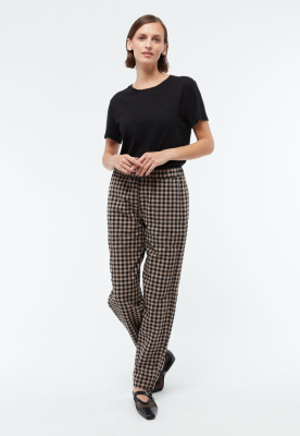 GIVN - HELENA Linen Pants - Light Taupe / Black (Structure)