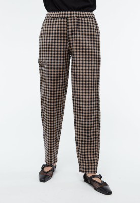 GIVN - HELENA Linen Pants - Light Taupe / Black (Structure)